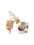 Kolczyki z 14k czerwone różowe złoto 14k 583 z Zircon vec017r Sowiecki styl Vintage Biżuteria Art Deco